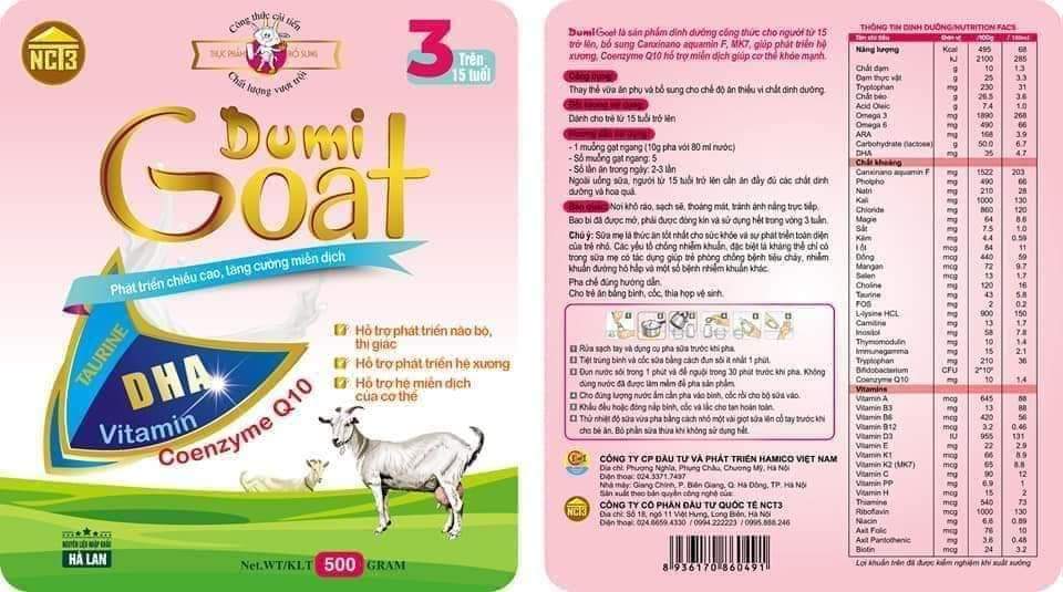 Sữa dê Dumi Goat 3 cho trẻ trên 15 tuổi